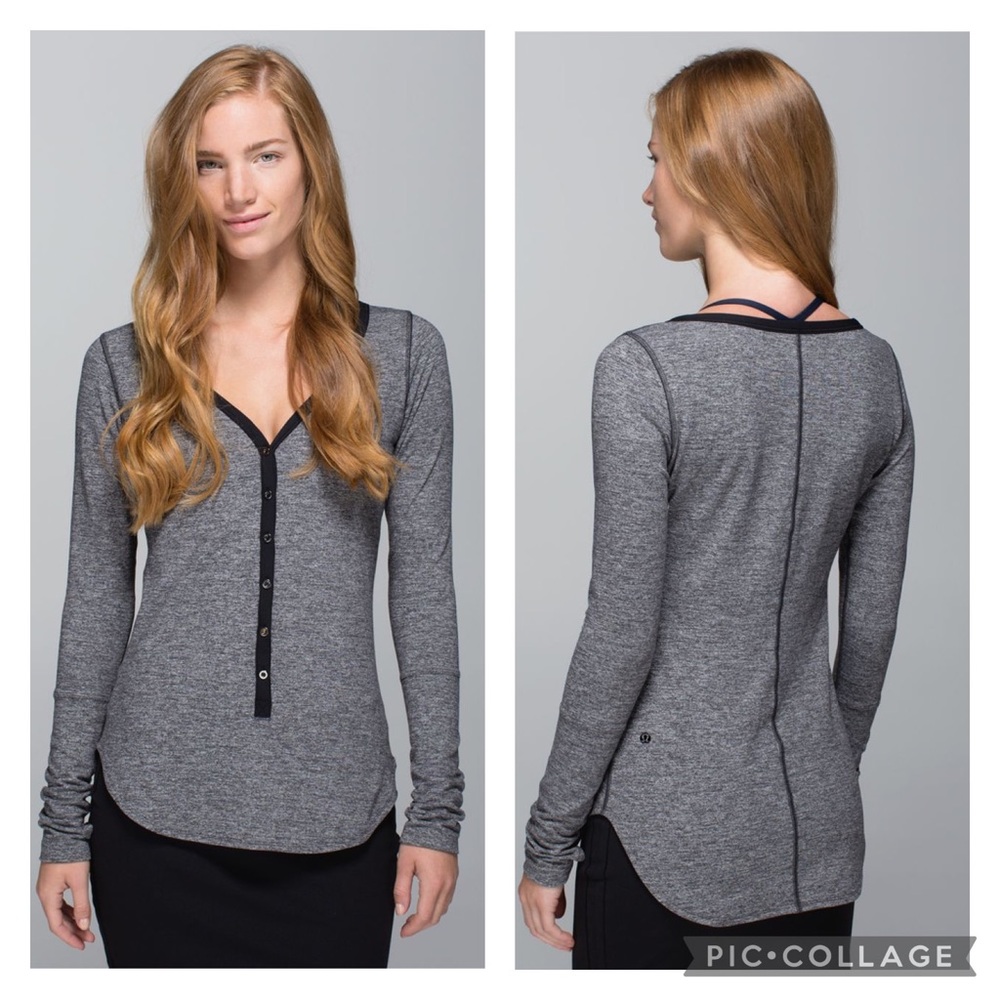 Lululemon Awesoma Henley / Heathered Black Size 6